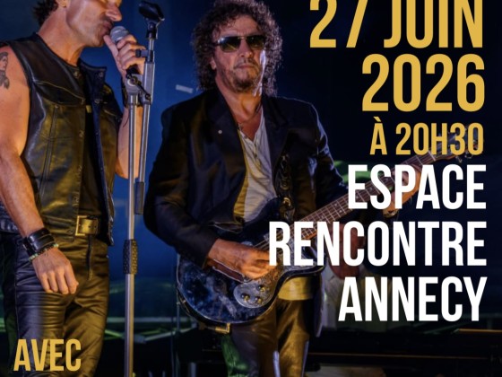 CONCERT HOMMAGE A JOHNNY HALLYDAY A L ESPACE RENCONTRE ANNECY LE VIEUX SAM 27 JUIN 2026 20h30
